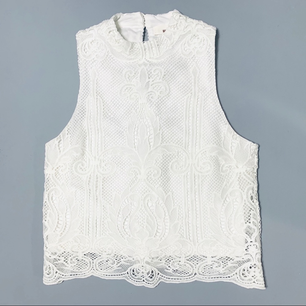 San Souci Crochet Halter Top - Off White